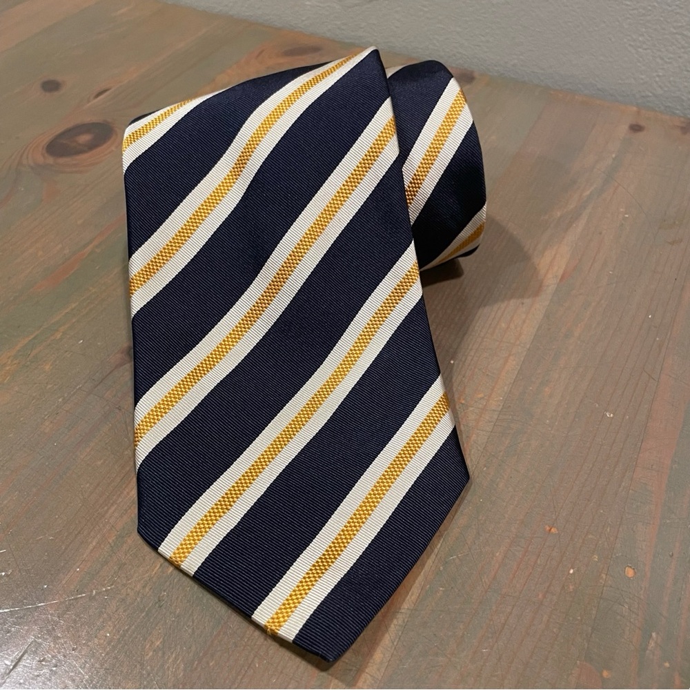 Canali Men's Striped Navy and Gold Tie